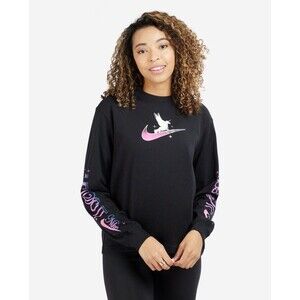 Nike Women's size Small Long Sleeve Black Unicorn Swoosh DV9959-010 Shirt